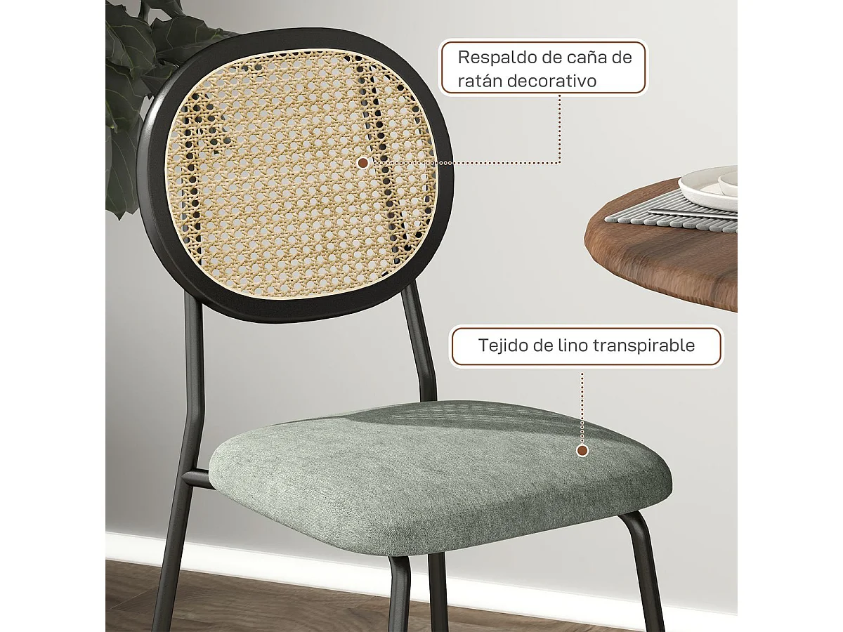 Conjunto Elegante de 2 Cadeiras Boho em Verde Escuro e Preto - Estilo Moderno e Confortável