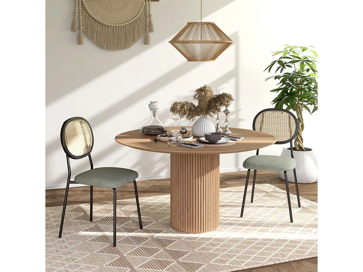 Pack de 2 sillas Platy Homcom respaldo ratán verde oscuro/negro 87x44x54 cm