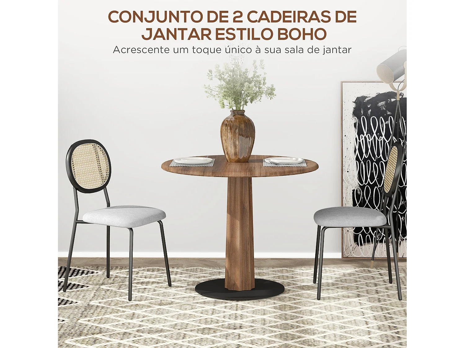 Pack de 2 sillas de comedor Manchester Homcom negro/gris