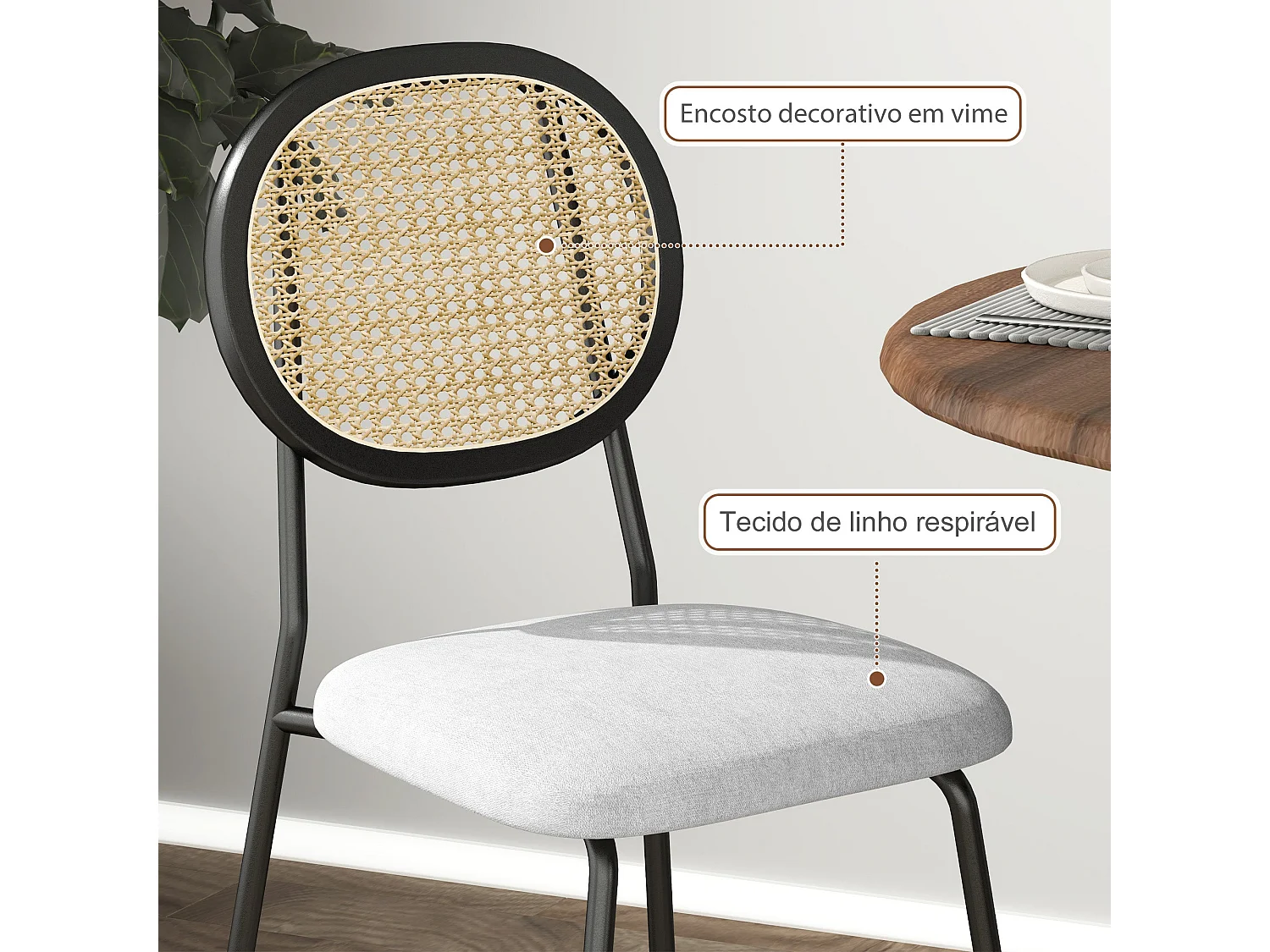 Pack de 2 sillas de comedor Manchester Homcom negro/gris