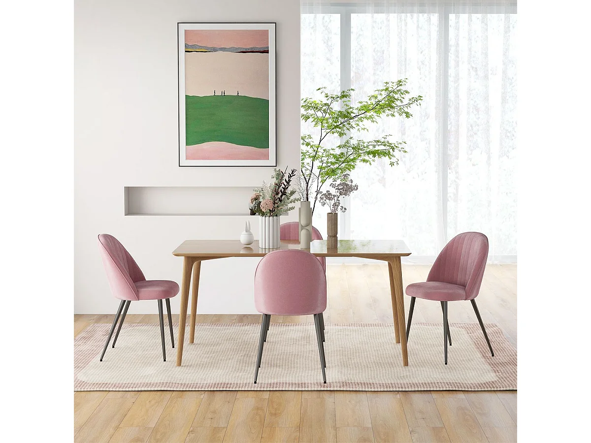 Pack de 2 sillas Herton Homcom tapizado terciopelo rosa 83x50x52 cm