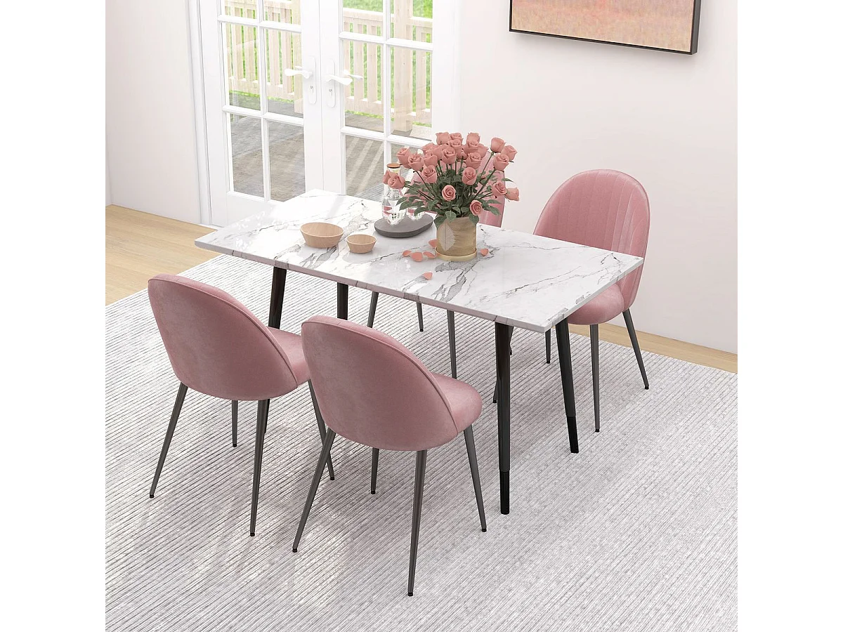 Pack de 2 sillas Herton Homcom tapizado terciopelo rosa 83x50x52 cm