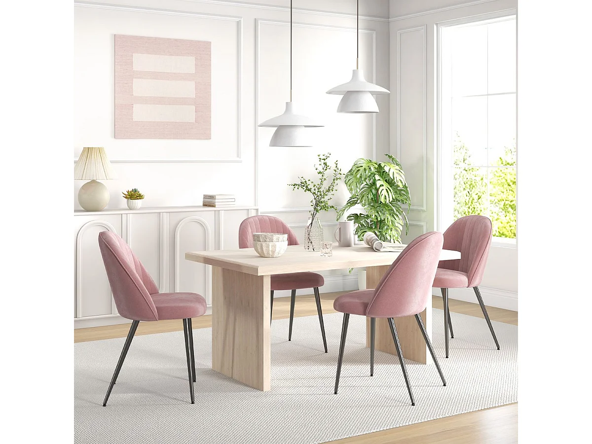 Pack de 2 sillas Herton Homcom tapizado terciopelo rosa 83x50x52 cm