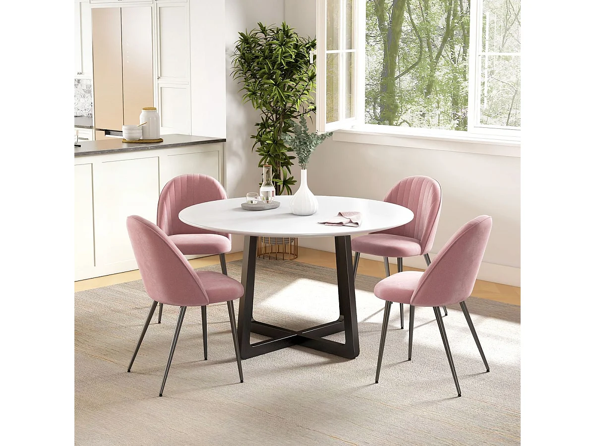 Pack de 2 sillas Herton Homcom tapizado terciopelo rosa 83x50x52 cm