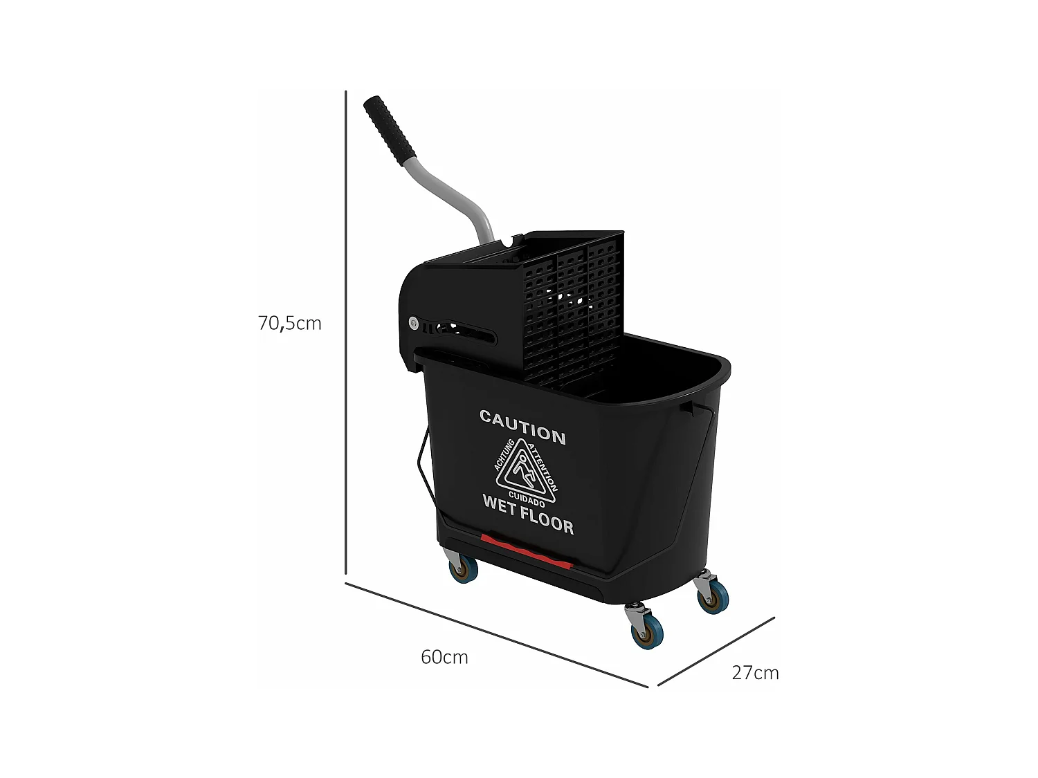 Balde de Limpeza com Rodas e Espremedor 20L - Modelo Tromsø em Preto