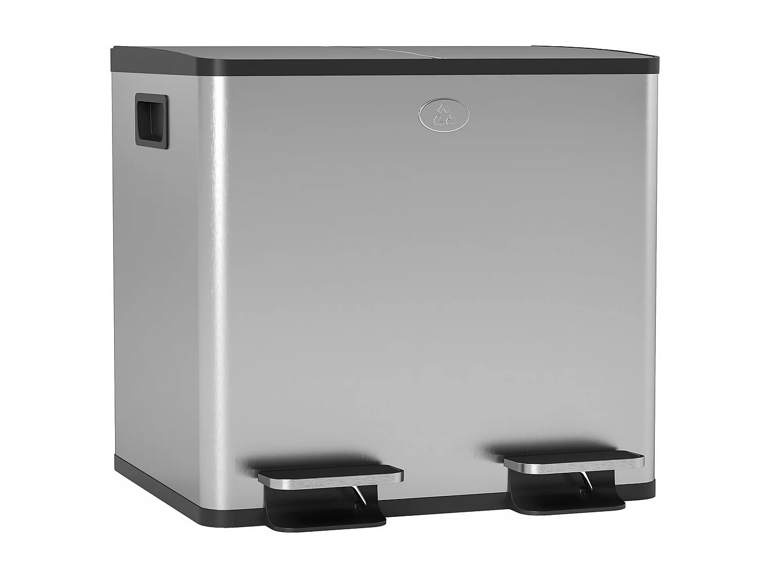 Balde de Lixo de Cozinha Chamonix com 2 Compartimentos de 15L em Aço Inoxidável e Tampa de Fechamento Suave