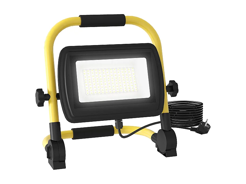 Projetor LED Recarregável Portátil 50W com Suporte Ajustável e Alta Luminosidade IP65