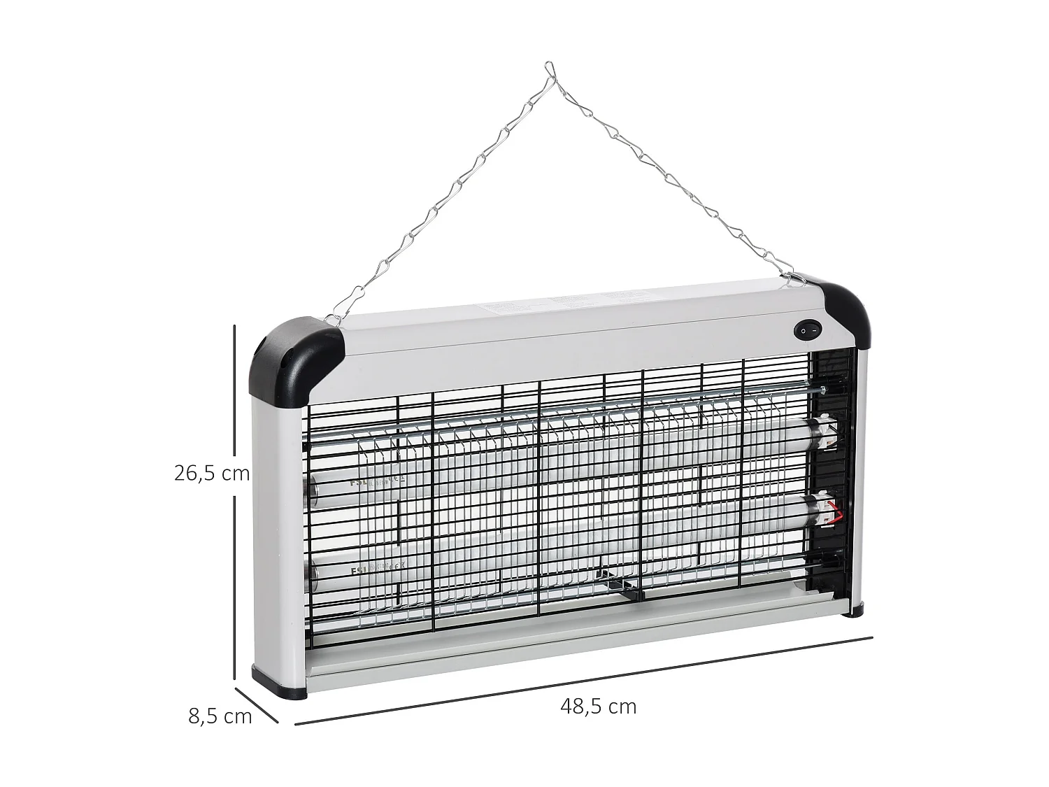 Lámpara anti mosquitos Outsunny 30W luz UV 60 m² plata 26,5x48,5x8,5 cm