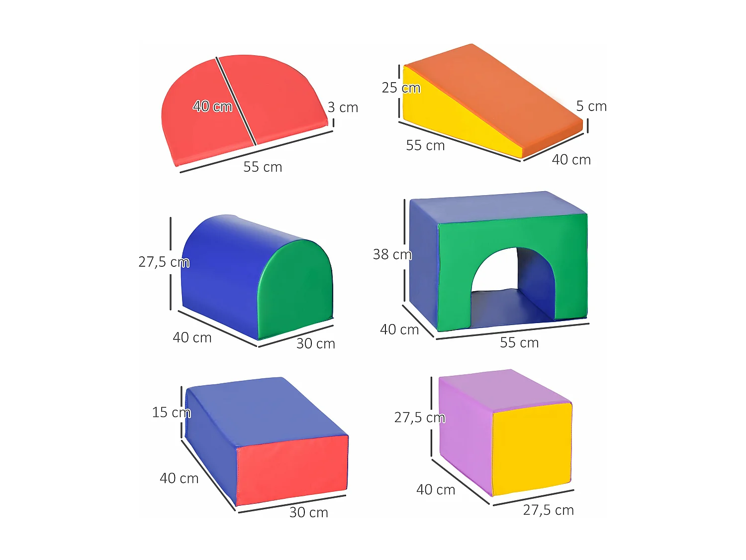 Conjunto Educativo de 7 Blocos de Psicomotricidade para Crianças - Brinquedo Multicolorido para Aprendizagem e Escalada