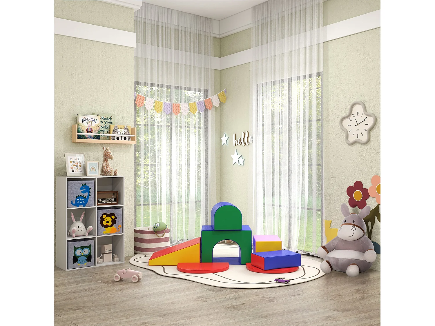 Conjunto Educativo de 7 Blocos de Psicomotricidade para Crianças - Brinquedo Multicolorido para Aprendizagem e Escalada