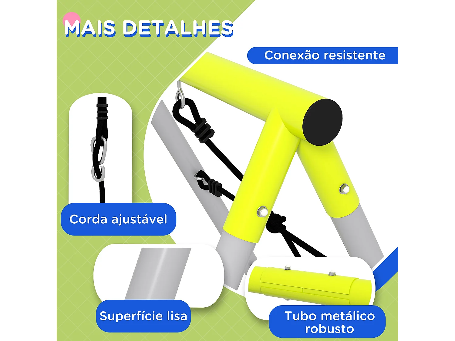 Baloiço Infantil Rouen com Estrutura em Aço Galvanizado para Jardim e Varanda