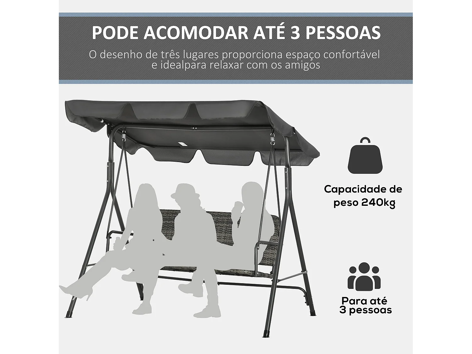 Banco Baloiço de Jardim com Toldo Ajustável - Conforto e Estilo para o Seu Espaço Exterior