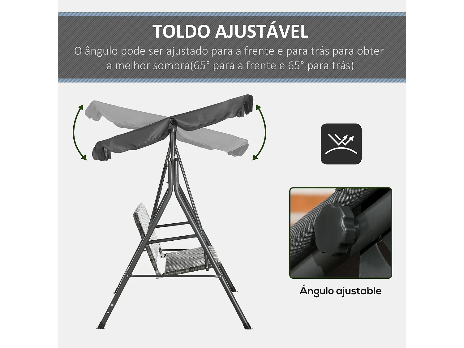 Banco Baloiço de Jardim com Toldo Ajustável - Conforto e Estilo para o Seu Espaço Exterior