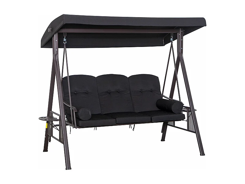 Balancín de jardín Lys Outsunny 3 plazas negro 183x206x116 cm
