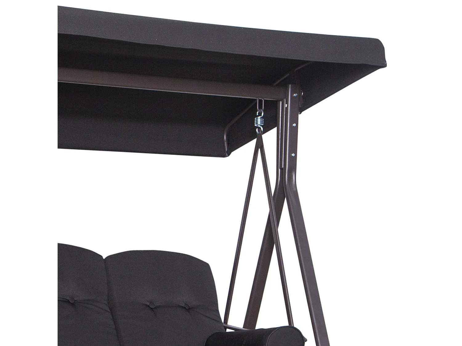 Baloiço de Jardim Faro com Teto e Suporte para Bebidas - Conforto para 3 Pessoas em Preto