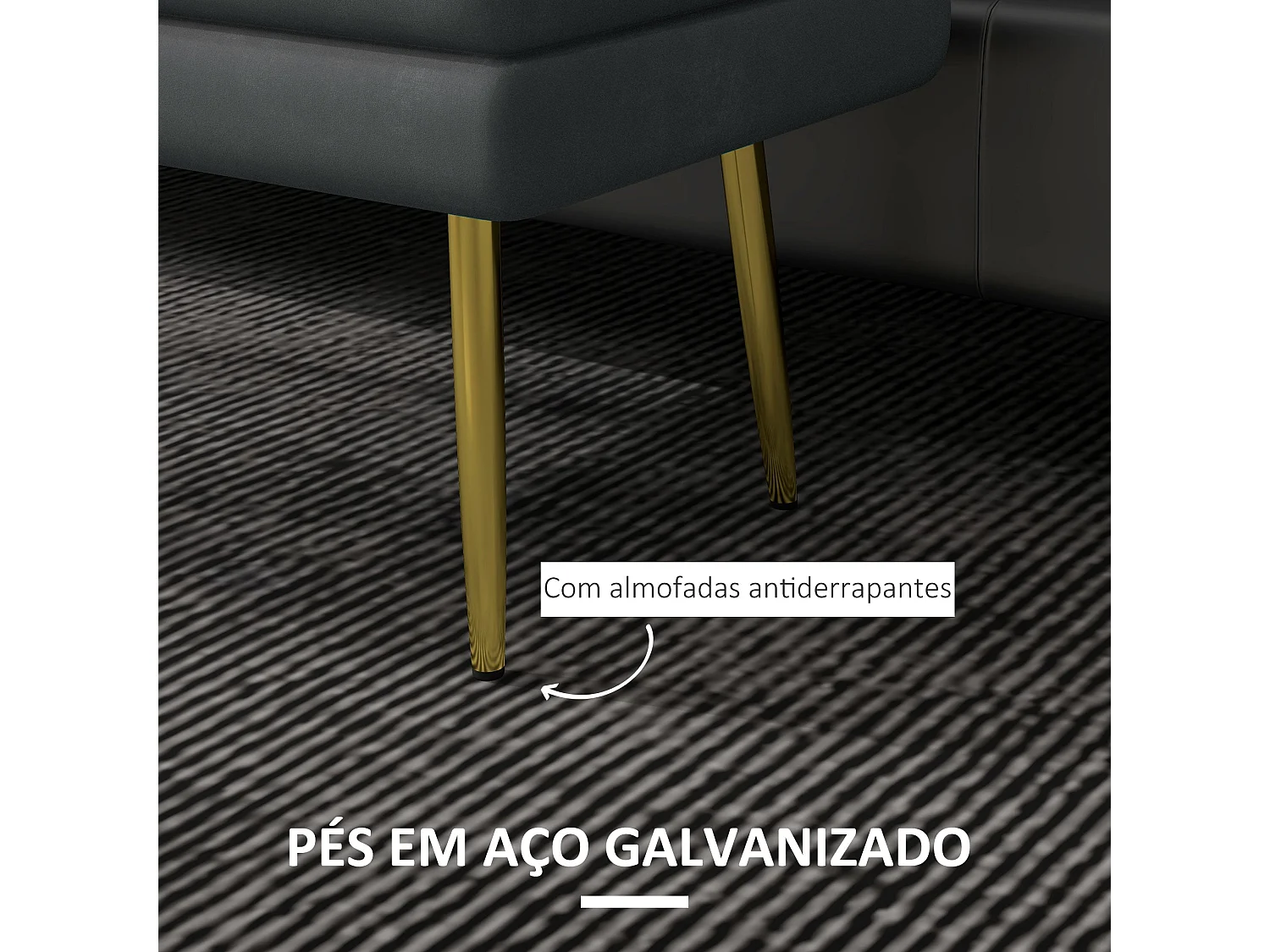 Banco de almacenaje Gatsby Homcom acolchado gris oscuro 43x79,5x37,5 cm