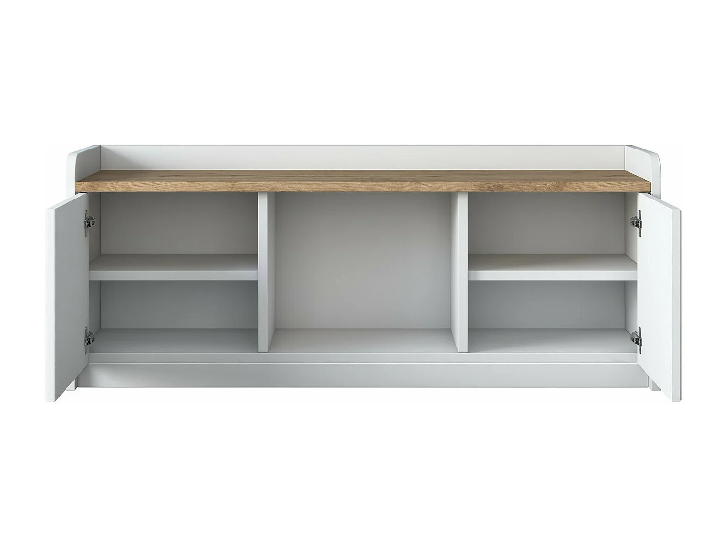 Sapateira Moderna "Linea" com Banco - 120 x 45 x 40 cm - Branco e Nogueira para Organizar Sapatos