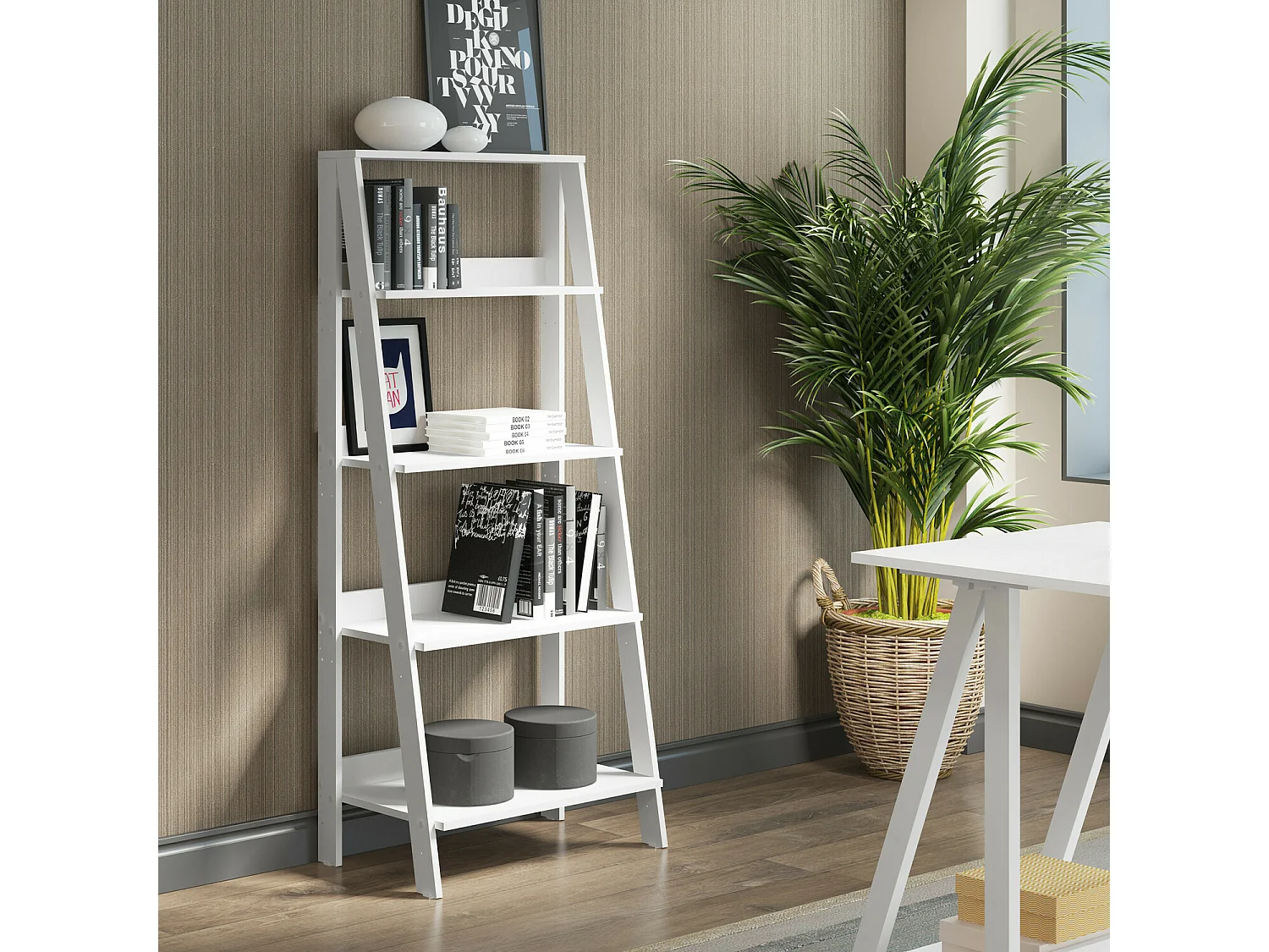 Étagère – 180 cm de hauteur, 60 cm de largeur, 45 cm de profondeur – blanche – panneaux de particules