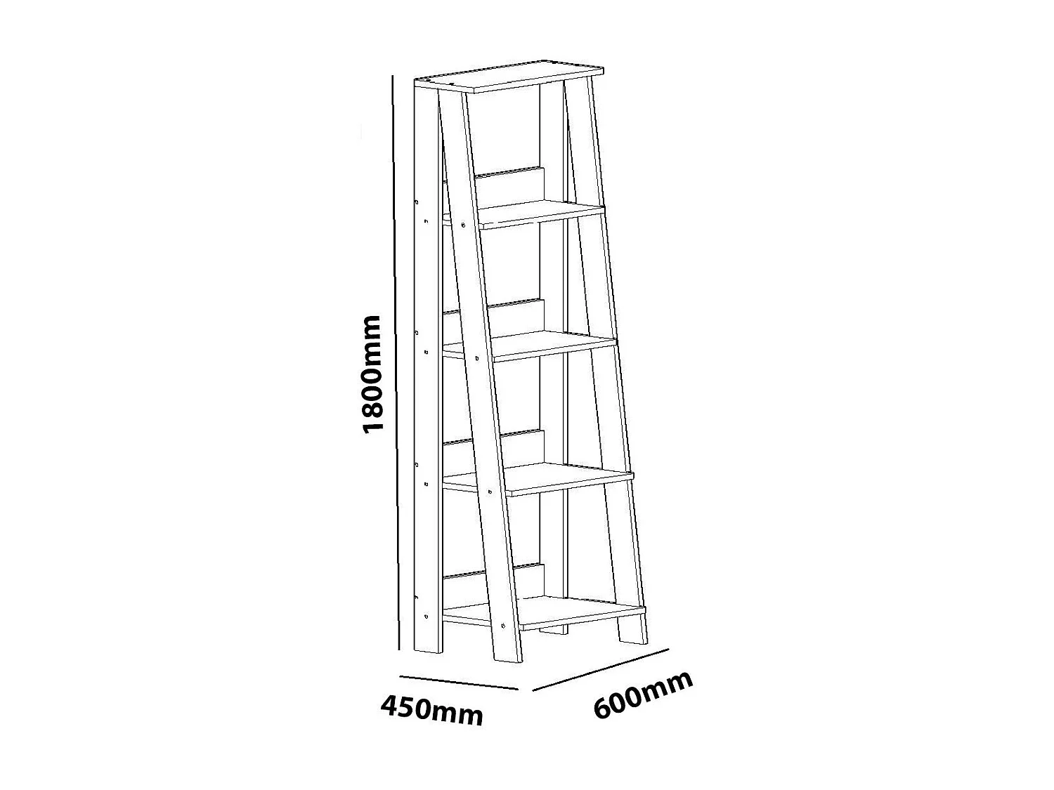 Étagère – 180 cm de hauteur, 60 cm de largeur, 45 cm de profondeur – blanche – panneaux de particules