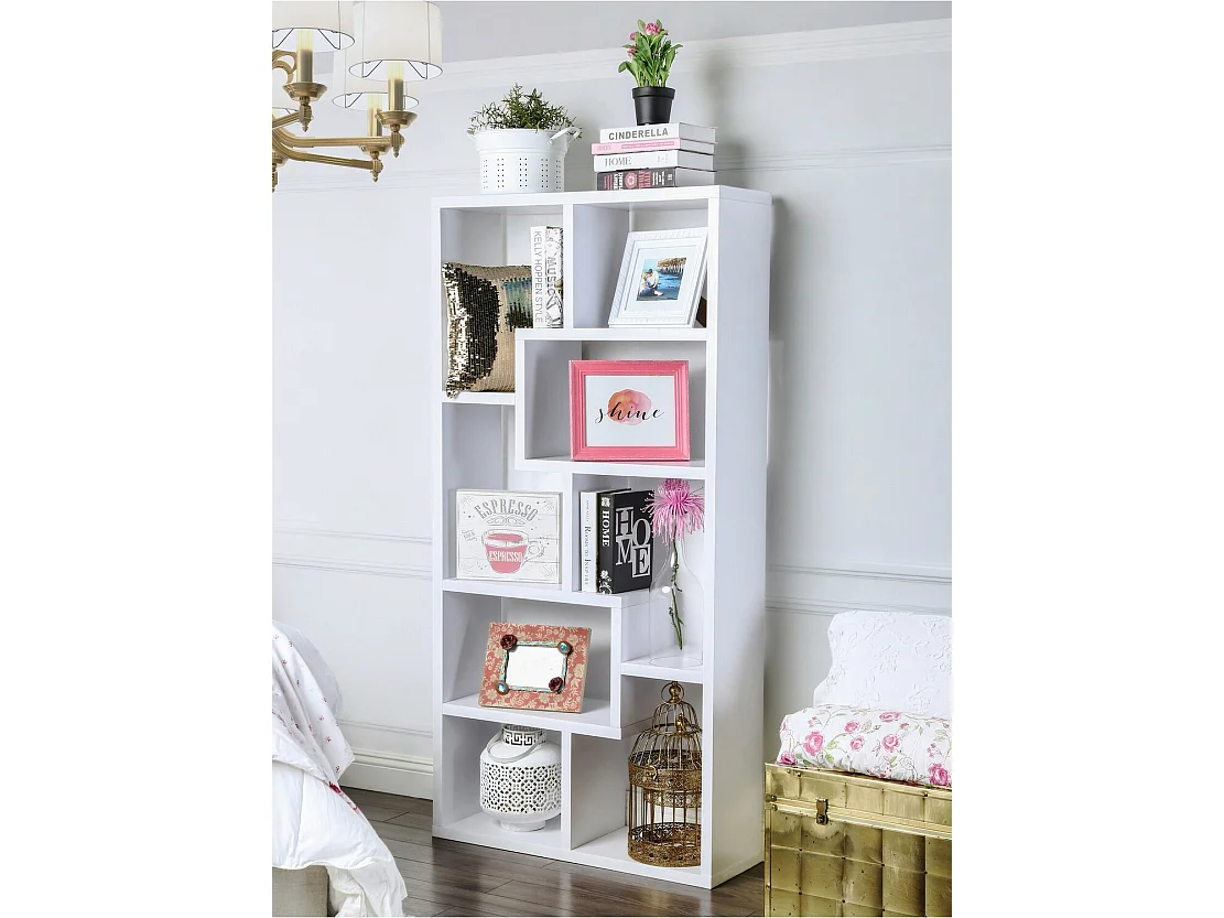 Nowoczesny regał na książki – 90 x 183,6 x 29,5 cm – Biały – Płyta wiórowa pokryta melaminą