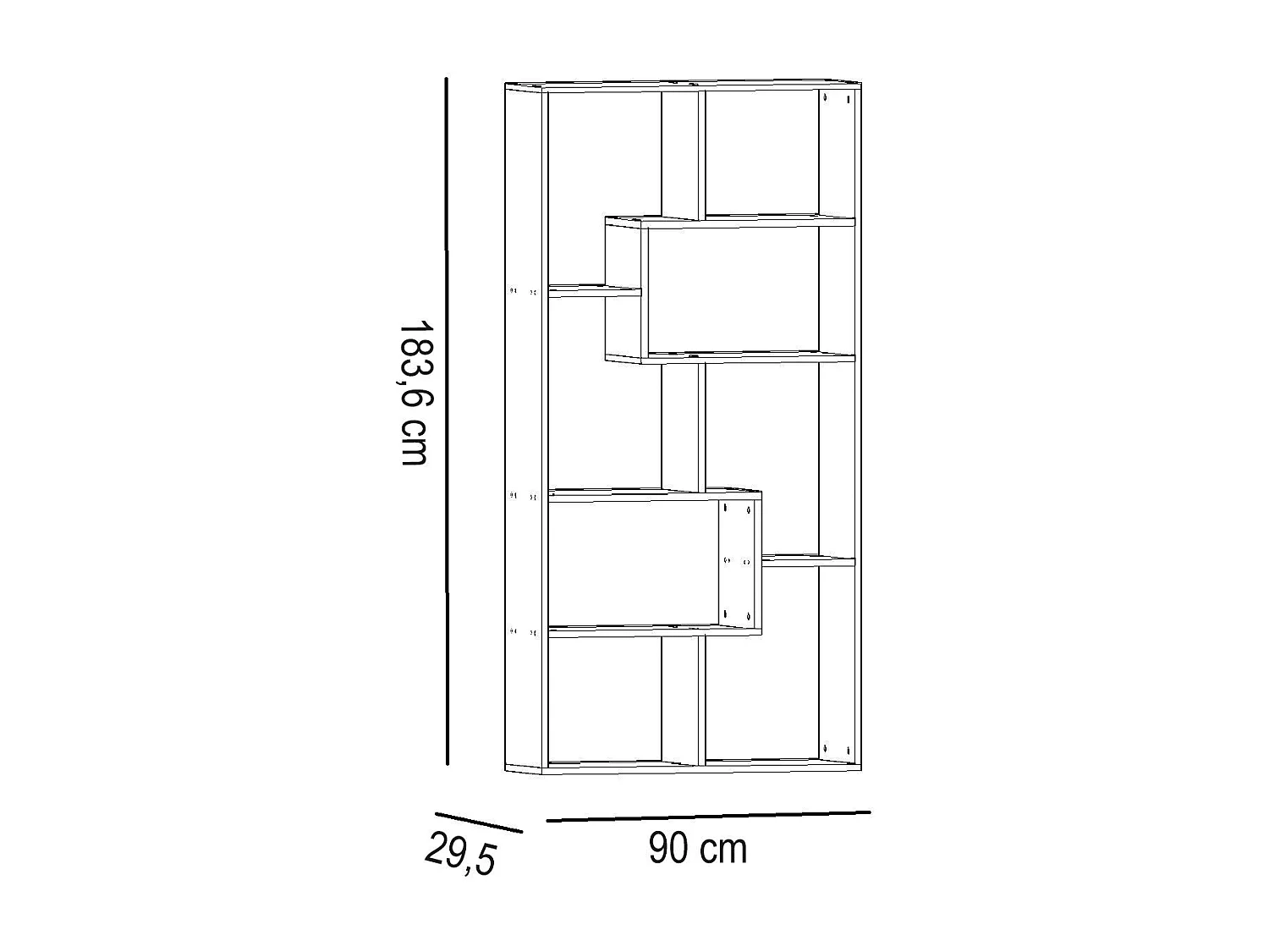 Nowoczesny regał na książki – 90 x 183,6 x 29,5 cm – Biały – Płyta wiórowa pokryta melaminą