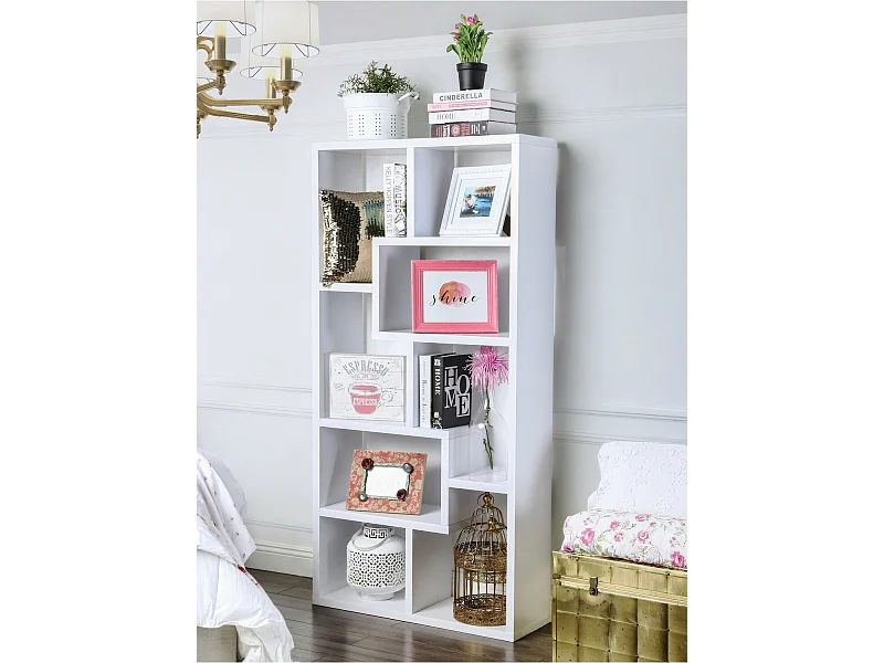 Nowoczesny regał na książki – 90 x 183,6 x 29,5 cm – Biały – Płyta wiórowa pokryta melaminą