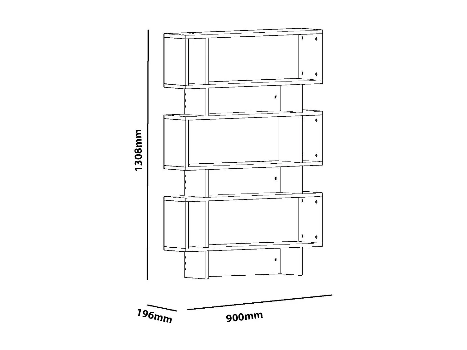 Bibliothèque – 90 cm x 130,8 cm x 19,6 cm – Blanc – Panneau de particules mélaminé