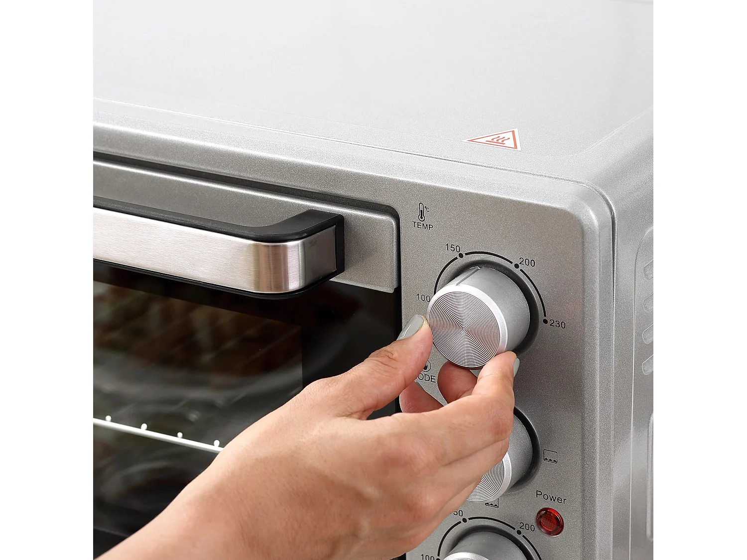 Horno eléctrico de sobremesa Andrómeda Homcom 1600W 3 modos de cocción 32L plata 33,5x38,1x52 cm