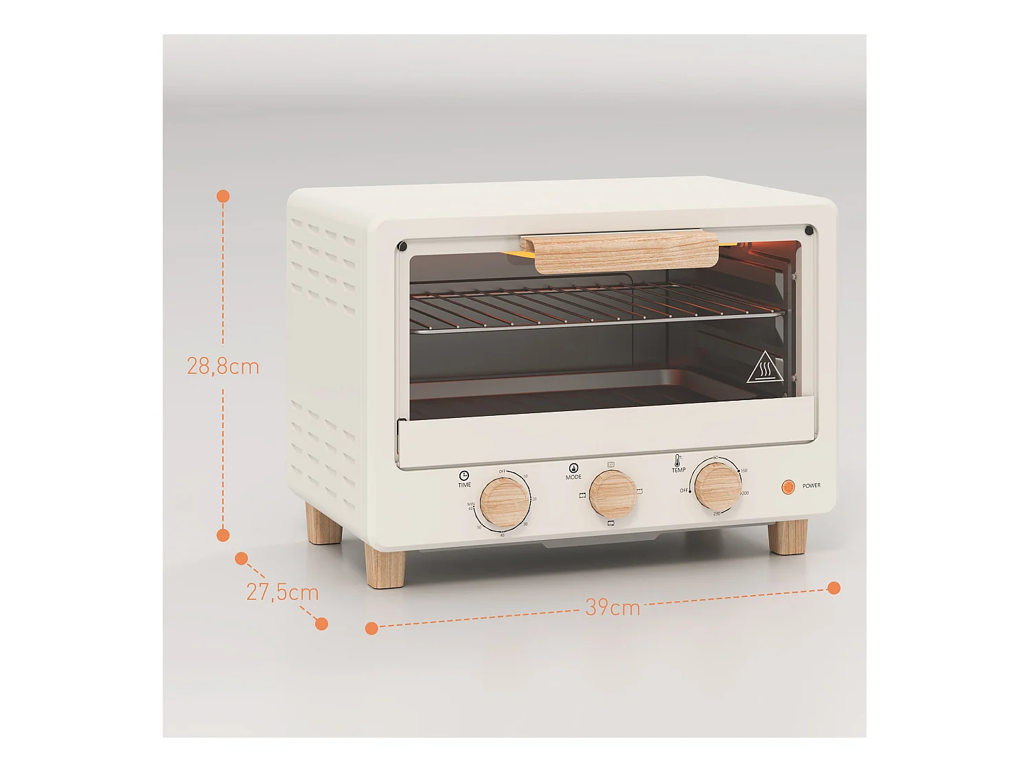 Forno Elétrico de Mesa Grenoble 16L com Porta de Vidro e Controle de Temperatura até 230℃