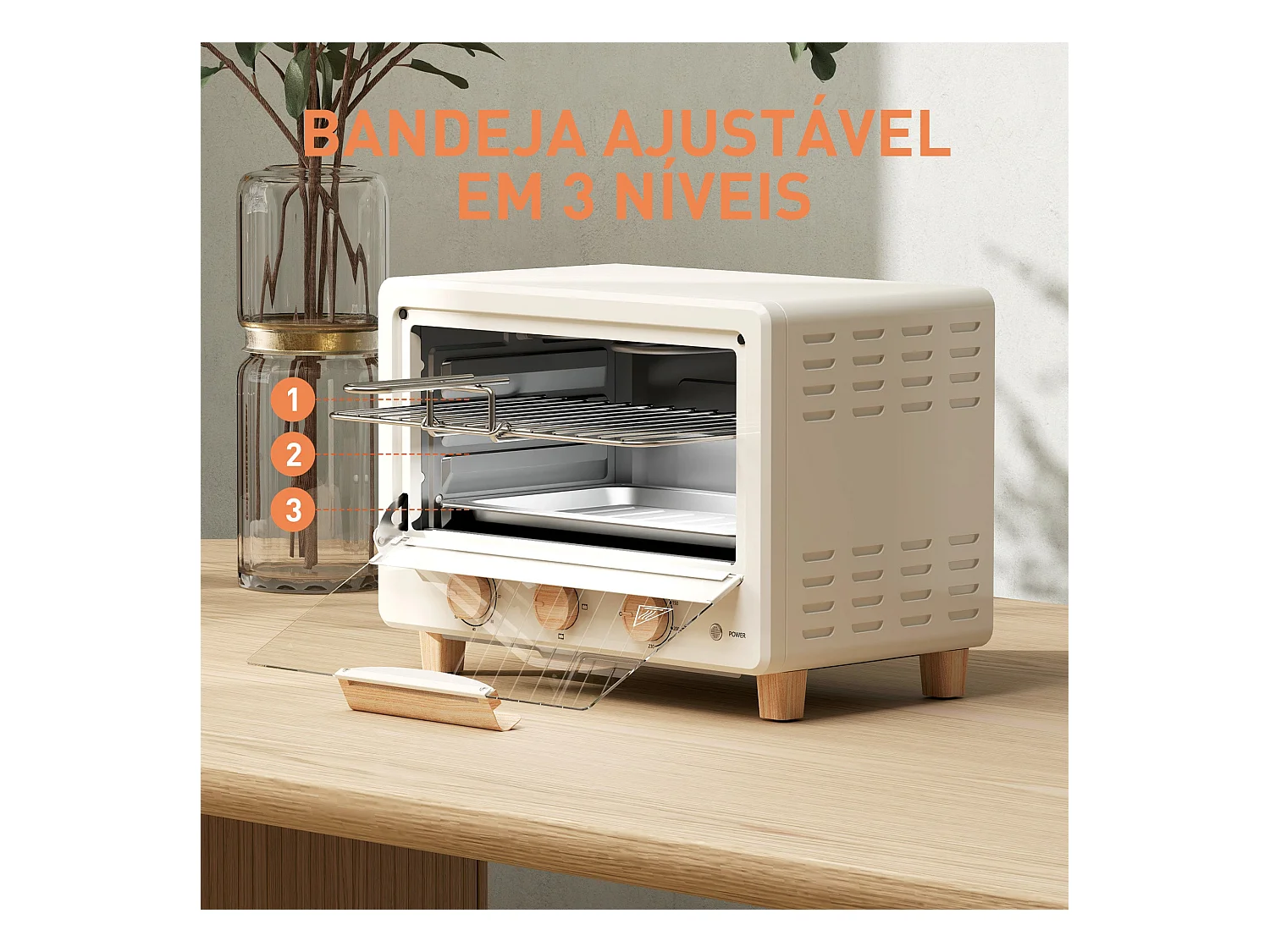 Forno Elétrico de Mesa Grenoble 16L com Porta de Vidro e Controle de Temperatura até 230℃