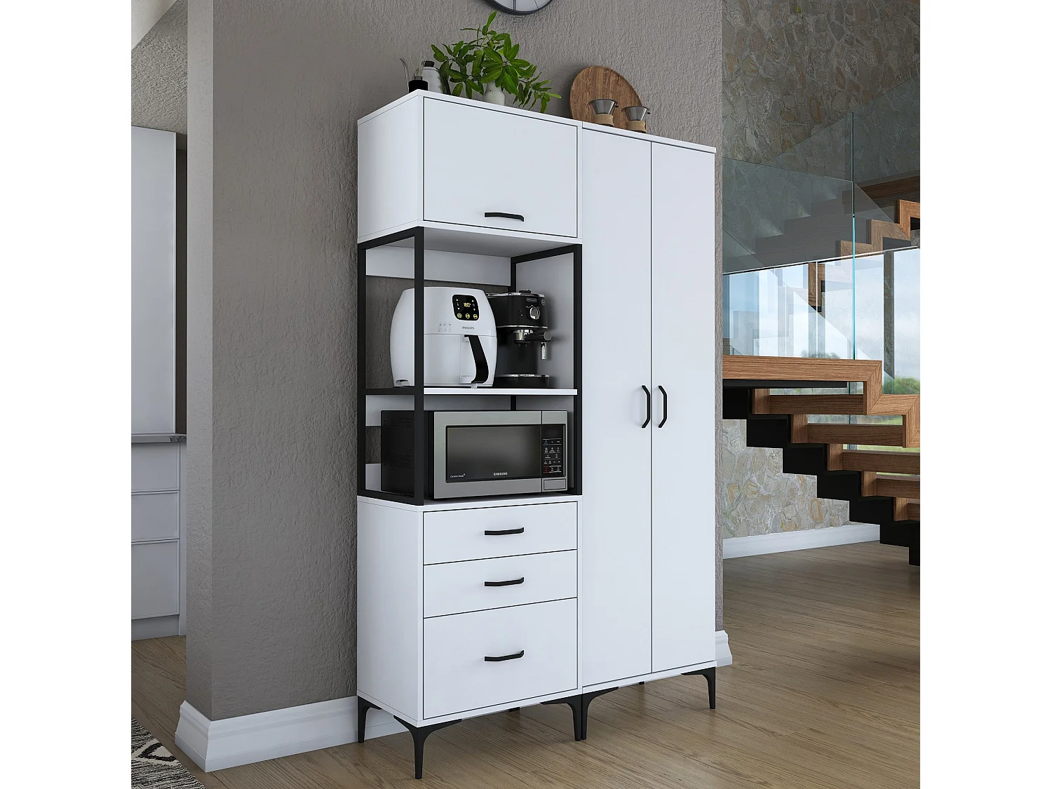 Armário Alto de Cozinha Stella Branco - Estilo Moderno e Funcionalidade Superior