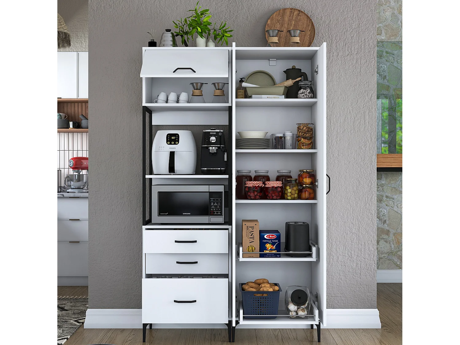 Armário Alto de Cozinha Stella Branco - Estilo Moderno e Funcionalidade Superior