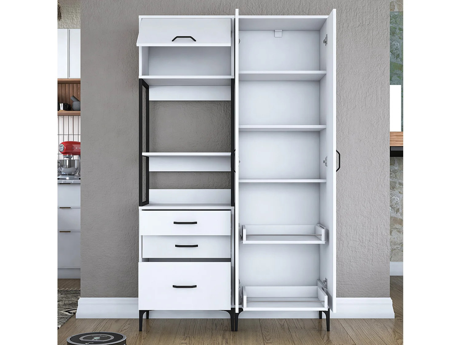 Armário Alto de Cozinha Stella Branco - Estilo Moderno e Funcionalidade Superior