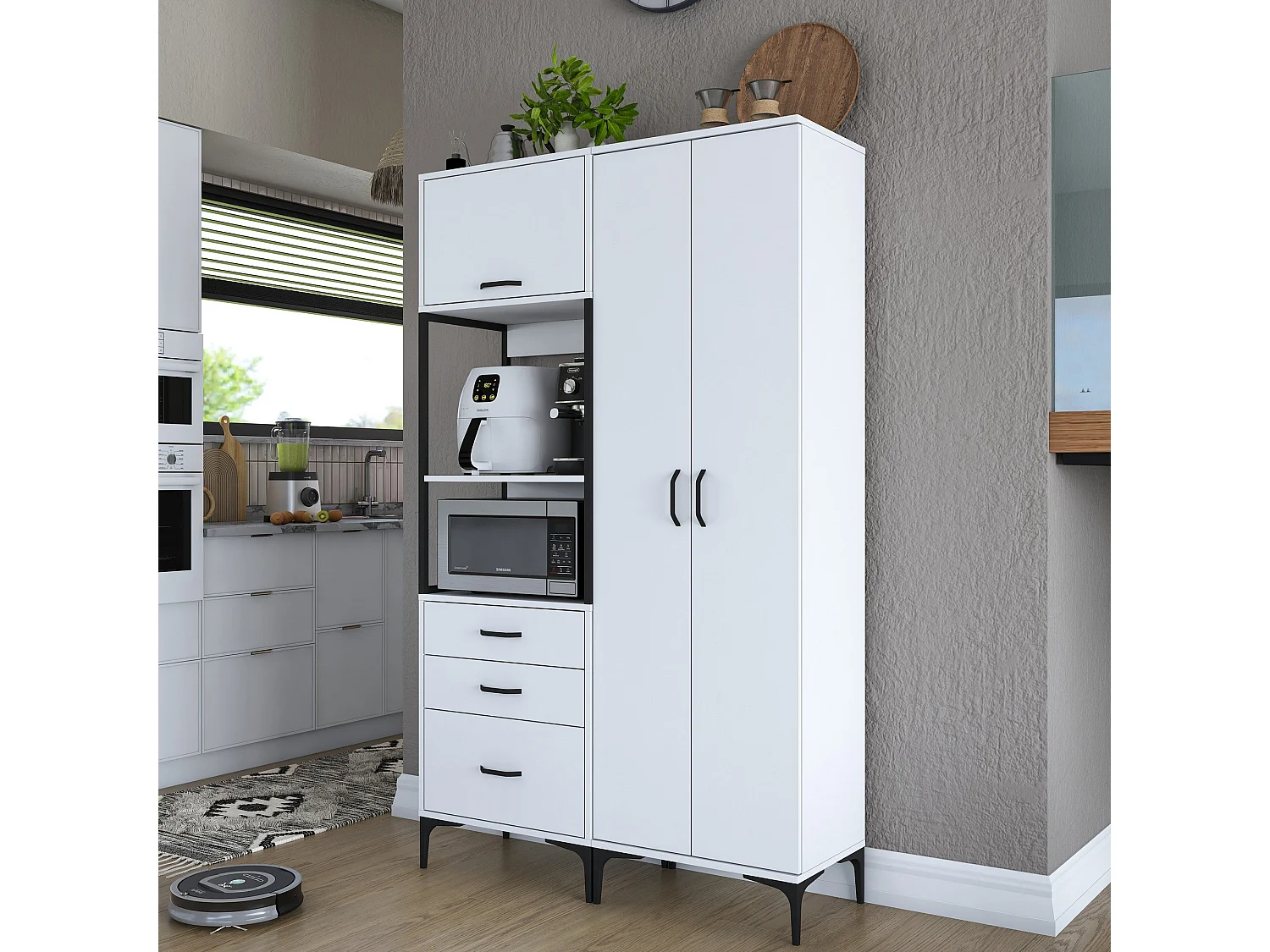 Armário Alto de Cozinha Stella Branco - Estilo Moderno e Funcionalidade Superior