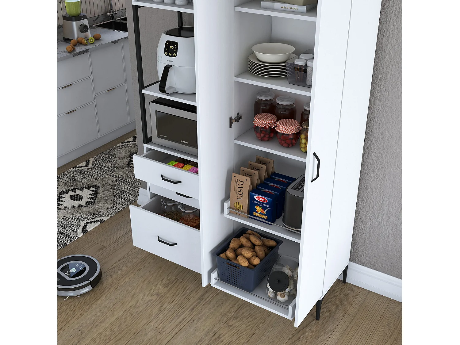 Armário Alto de Cozinha Stella Branco - Estilo Moderno e Funcionalidade Superior