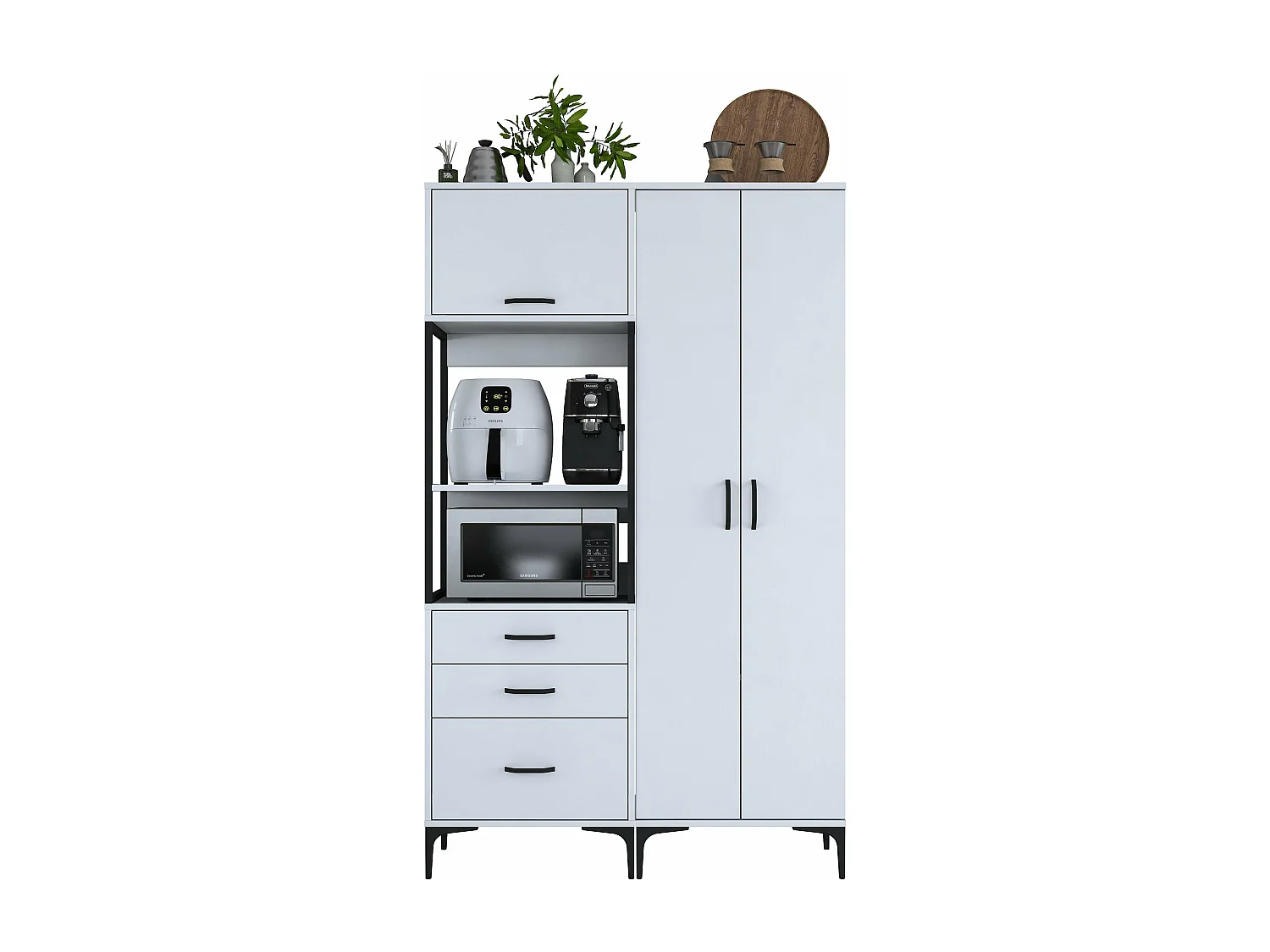 Armário Alto de Cozinha Stella Branco - Estilo Moderno e Funcionalidade Superior