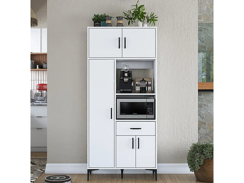Armário Alto de Cozinha Stella - Branco Moderno - 90 x 198,6 x 40 cm para Organização Elegante