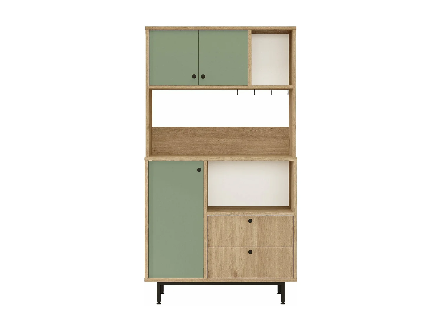 Armário Alto de Cozinha Toledo em Carvalho e Verde - Mobiliário Moderno e Funcional 88x161.2x35.5cm
