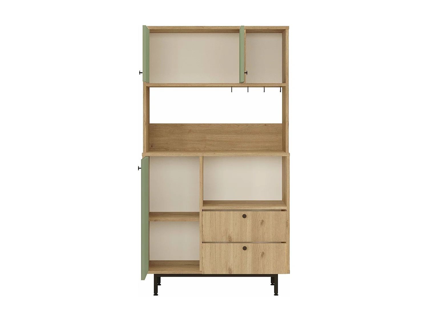 Armário Alto de Cozinha Toledo em Carvalho e Verde - Mobiliário Moderno e Funcional 88x161.2x35.5cm