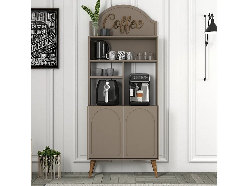 Armário de Cozinha/Sala Caffè - Estilo Moderno em Atlas e Nogueira - 81.3x201x35cm