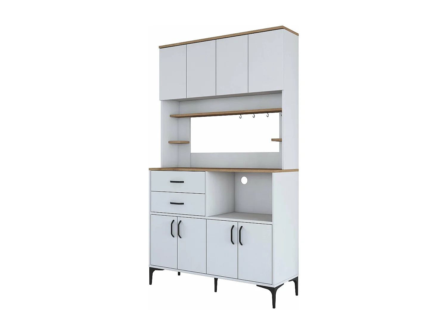 Armário Alto de Cozinha Stella em Nogueira e Branco - Elegância e Funcionalidade para Sua Casa