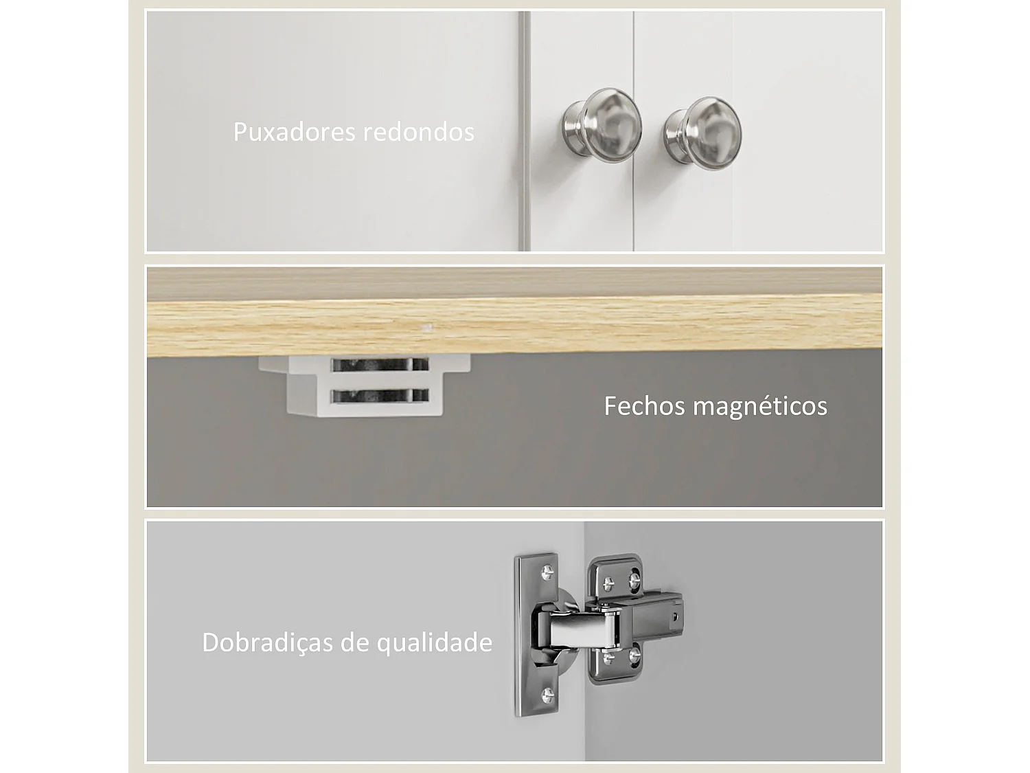 Alacena Alma Homcom 4 puertas + 6 compartimentos blanco 183x60x30 cm