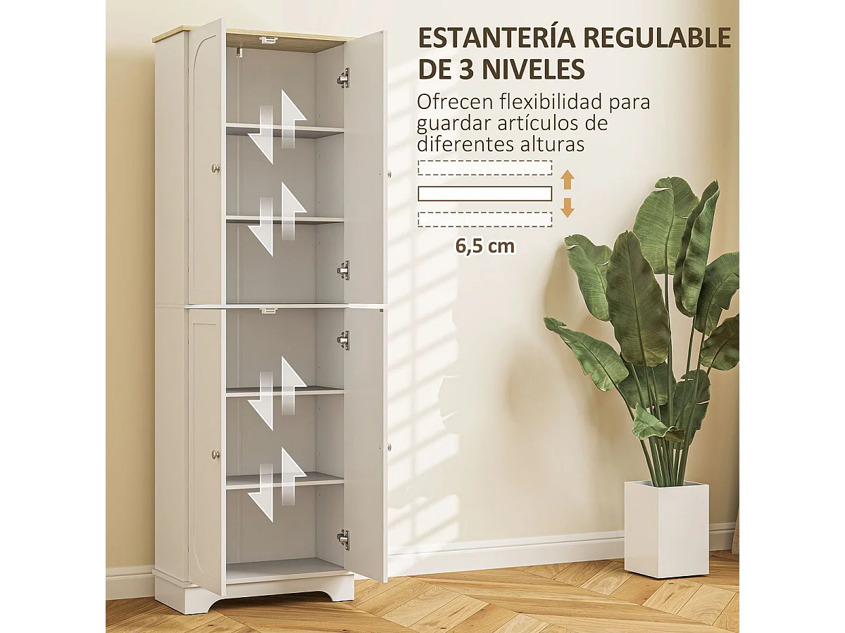 Alacena Alma Homcom 4 puertas + 6 compartimentos blanco 183x60x30 cm