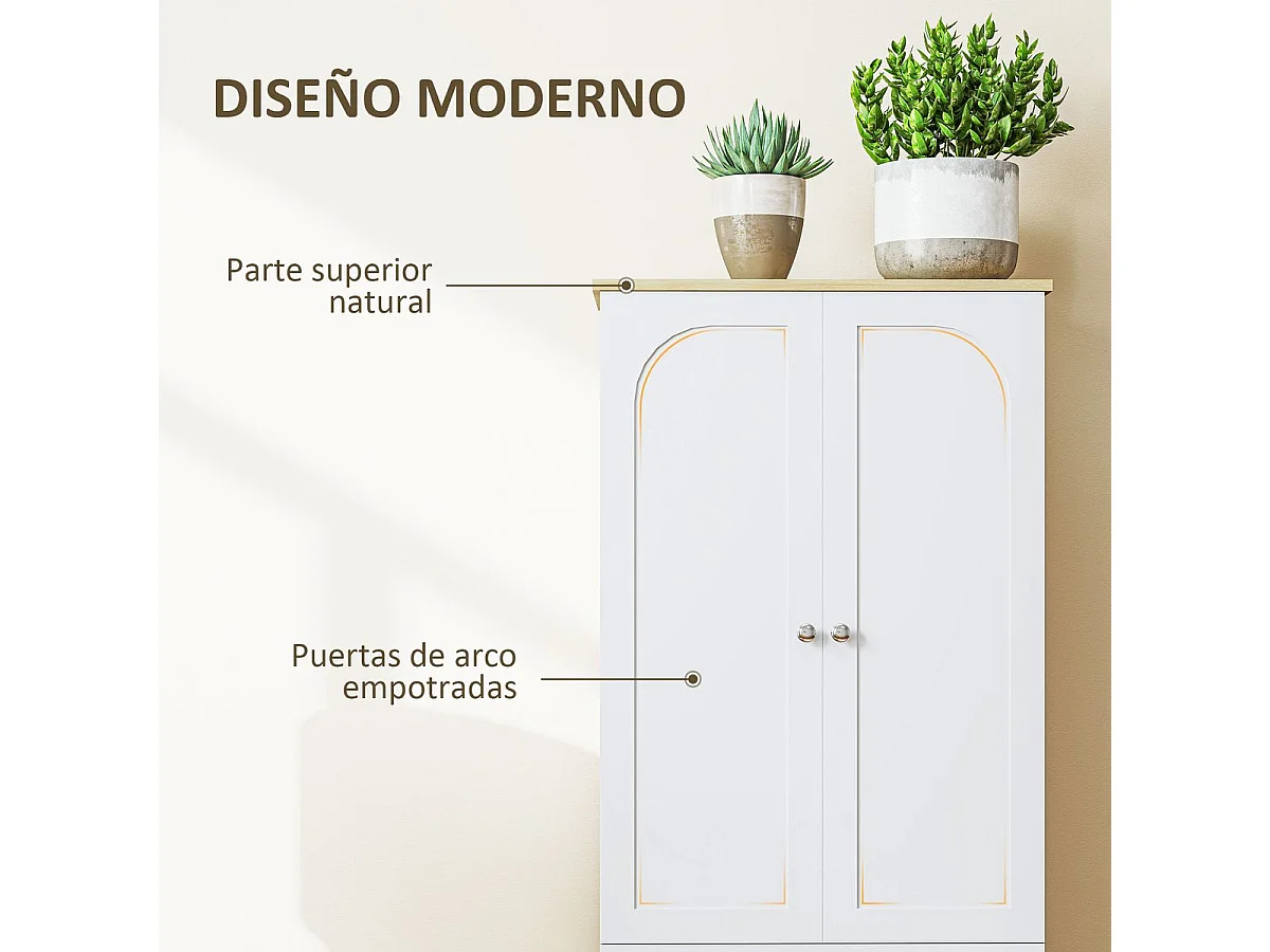 Armário Moderno Trani - Armazenamento Vertical Elegante em Branco - 60x30x183 cm