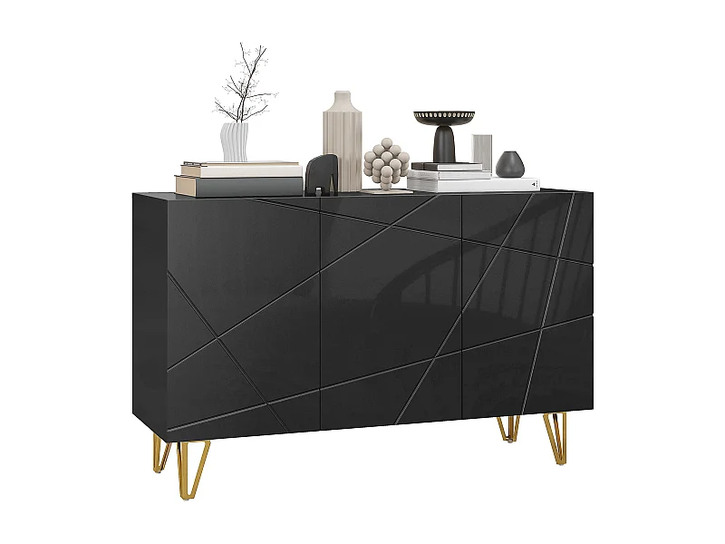 Aparador Desiré Homcom 3 puertas negro/dorado 75x120x40 cm