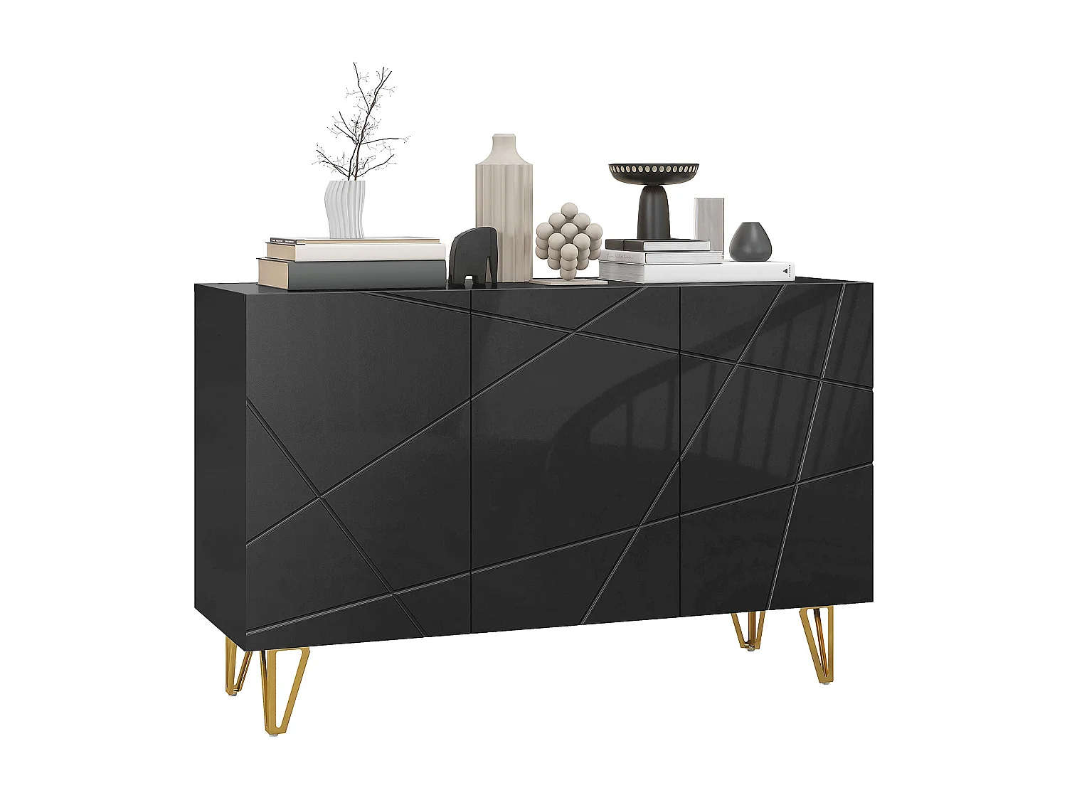 Aparador Desiré Homcom 3 puertas negro/dorado 75x120x40 cm