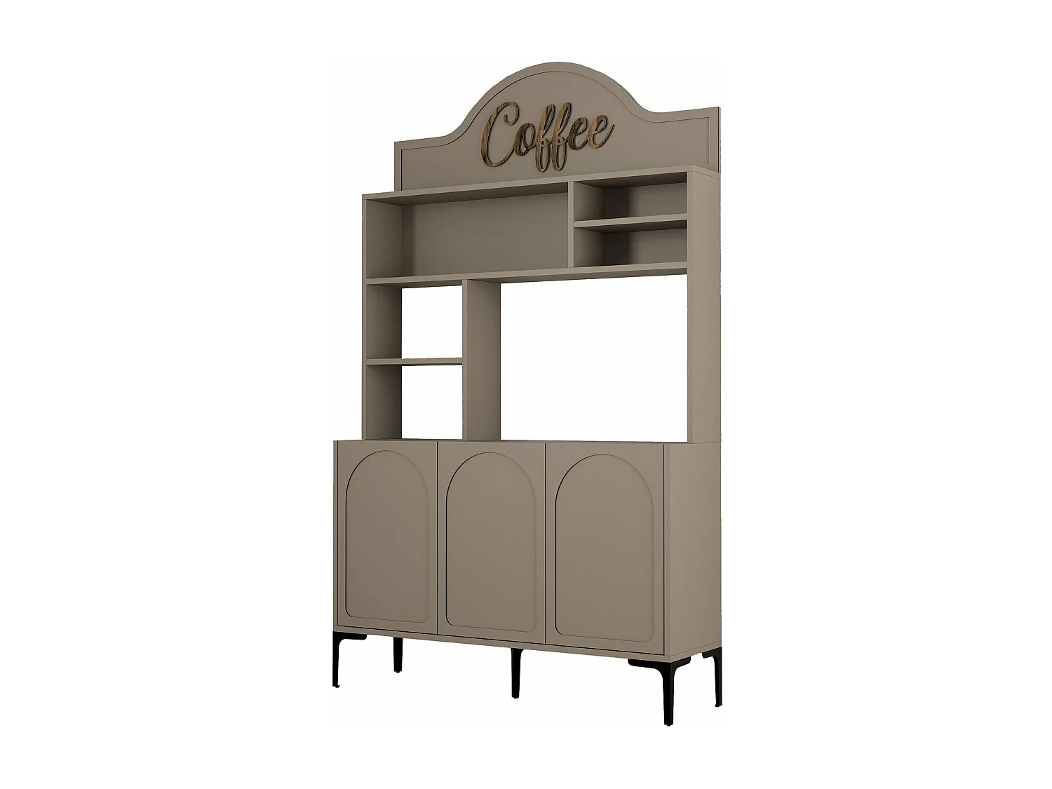 Armário de Cozinha e Sala "Caffè" - Design Moderno em Atlas e Preto - 120x202x35cm para Organizar Seu Café