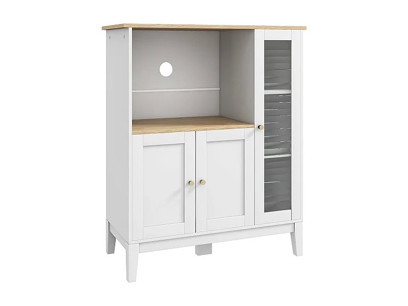 Mueble auxiliar Elianor Homcom 3 puertas con compartimento abierto blanco 97x80x35 cm