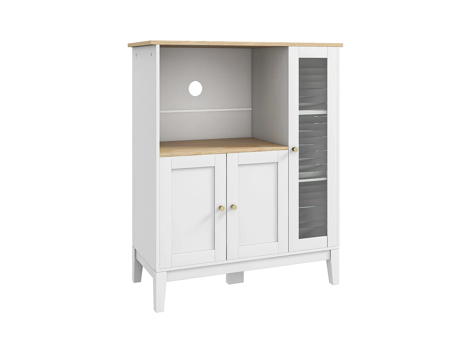 Mueble auxiliar Elianor Homcom 3 puertas con compartimento abierto blanco 97x80x35 cm
