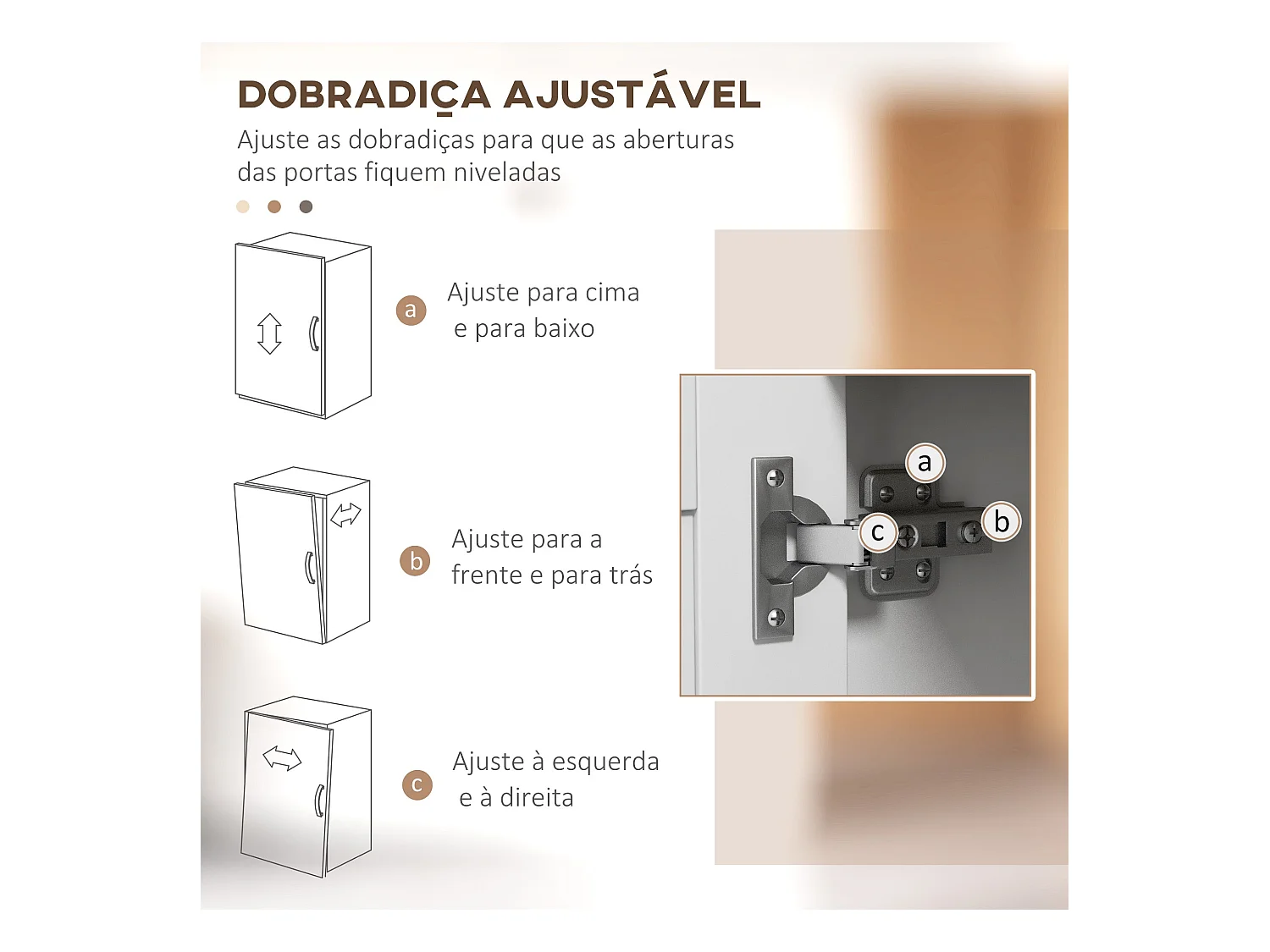 Mueble auxiliar Elianor Homcom 3 puertas con compartimento abierto blanco 97x80x35 cm